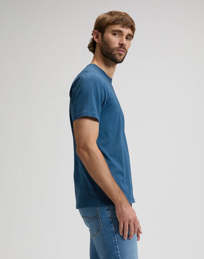MĘSKA KOSZULKA LEE WOVEN LABEL TEE ORION BLUE 112376539
