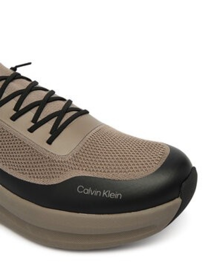 Calvin Klein Sneakersy Chunky Runner Lace Up Sock Knit YM0YM01457 Brązowy