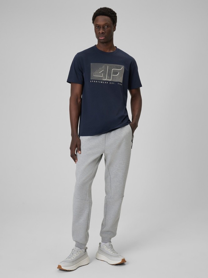 4F T-shirt regular z nadrukiem męski - granatowy M