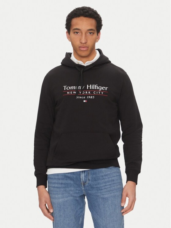 Tommy Hilfiger Bluza Center Stack MW0MW38672 Czarny Regular Fit