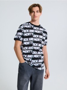 Koszulka z nadrukiem Rick and Morty - czarny