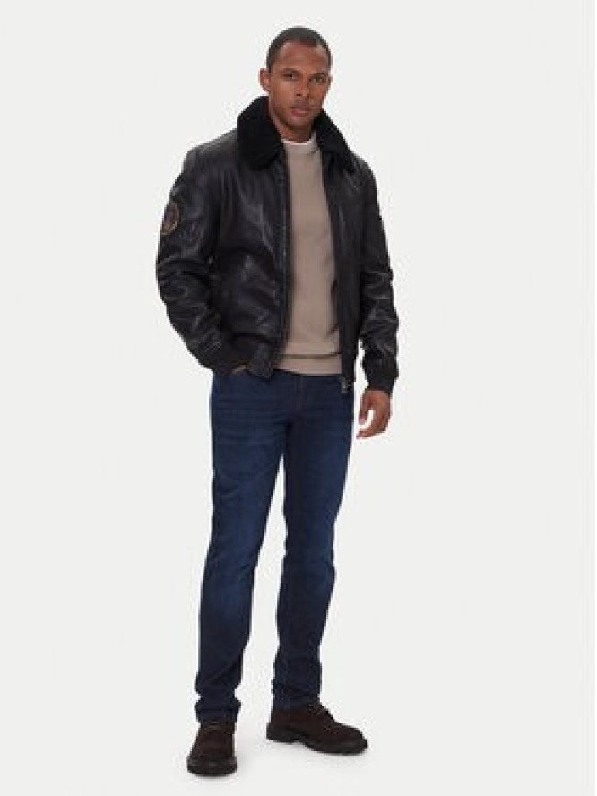 Milestone Kurtka skórzana Tom 531041 21070 Czarny Regular Fit