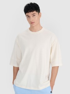 4F T-shirt oversize gładki męski - biały XL
