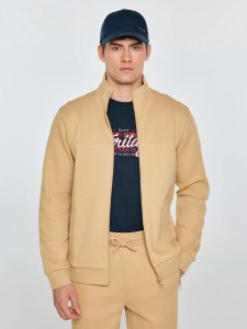 Bluza męska rozpinana ze stójką beżowa Wlador 801