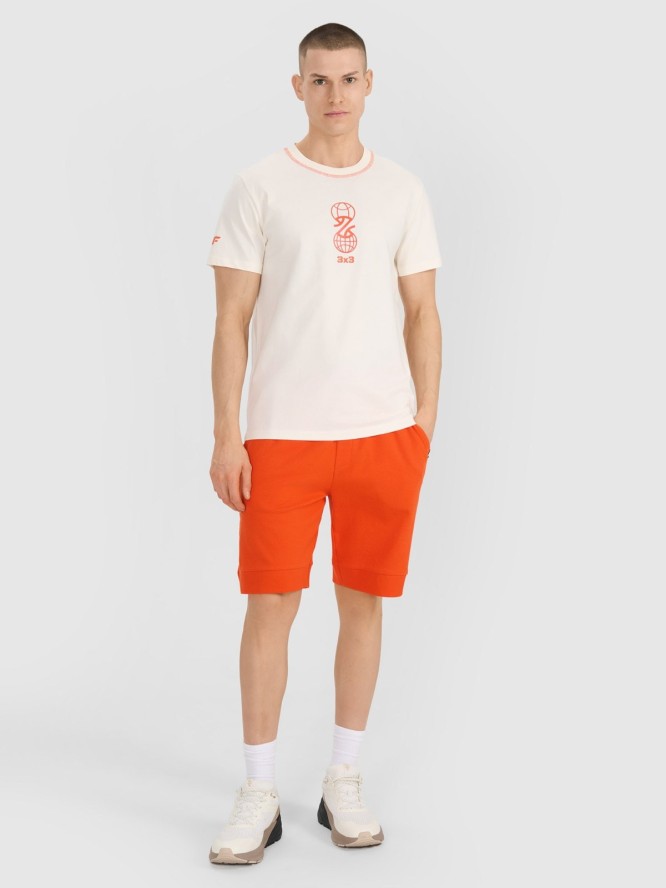 4F T-shirt regular z nadrukiem męski - biały XL