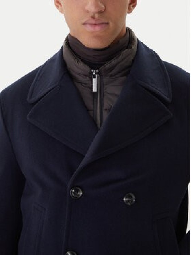 Bugatti Płaszcz wełniany 874228-81063 Granatowy Regular Fit