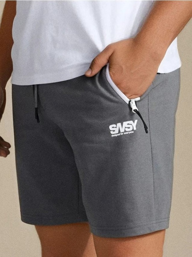 Szorty z kieszeniami na zamek - szary