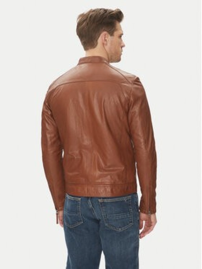 Serge Pariente Kurtka skórzana Tonic Brązowy Slim Fit