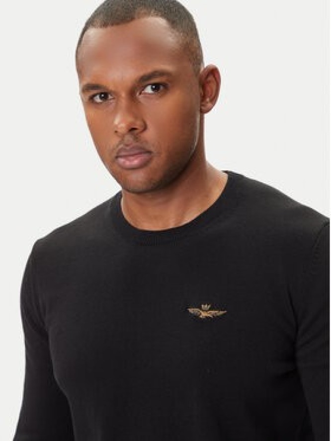 Aeronautica Militare Sweter 252MA1611UL00506 Czarny Regular Fit