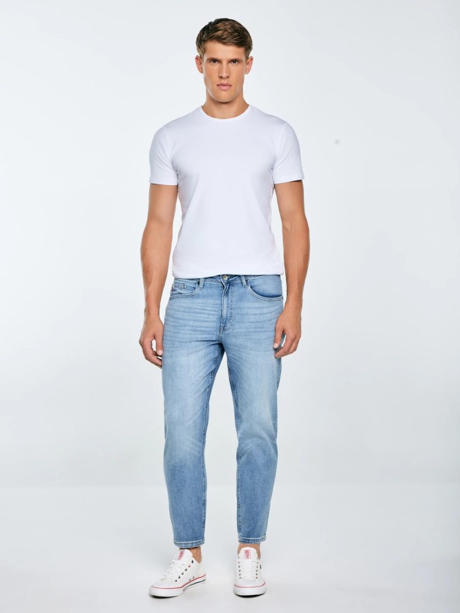 Jeansy męskie niebieskie Ates Cropped 122
