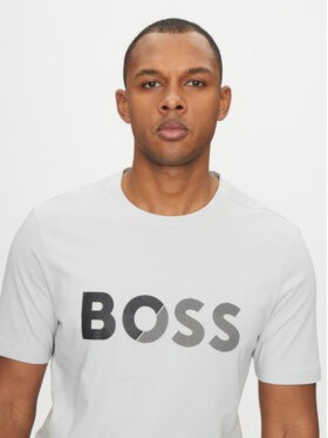 BOSS T-Shirt Tape Logo 50530990 Szary Regular Fit