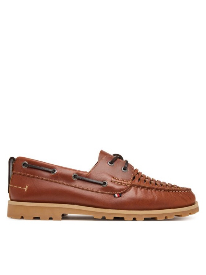 Tommy Hilfiger Półbuty Hilfiger Braided Lth Boat Shoe FM0FM05892 Brązowy