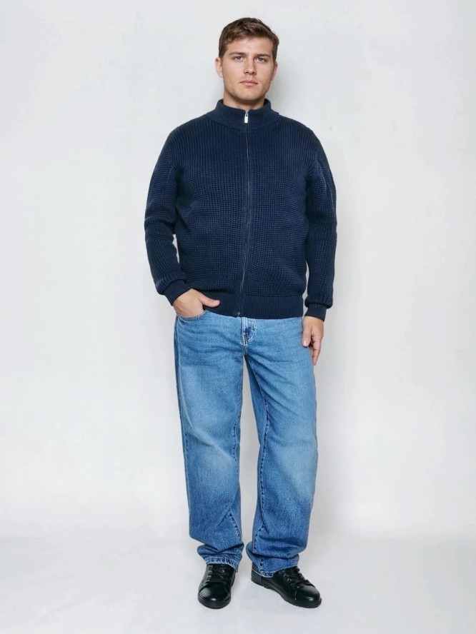 Sweter męski ze stójką granatowy Karlison 403