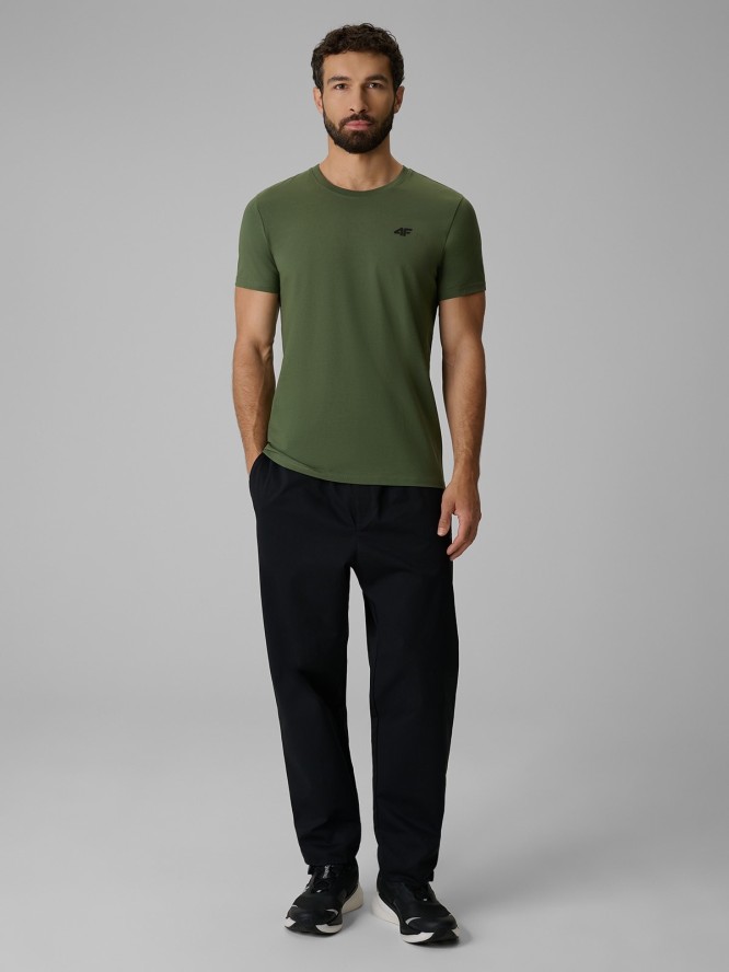 4F T-shirt slim gładki męski - khaki XXL