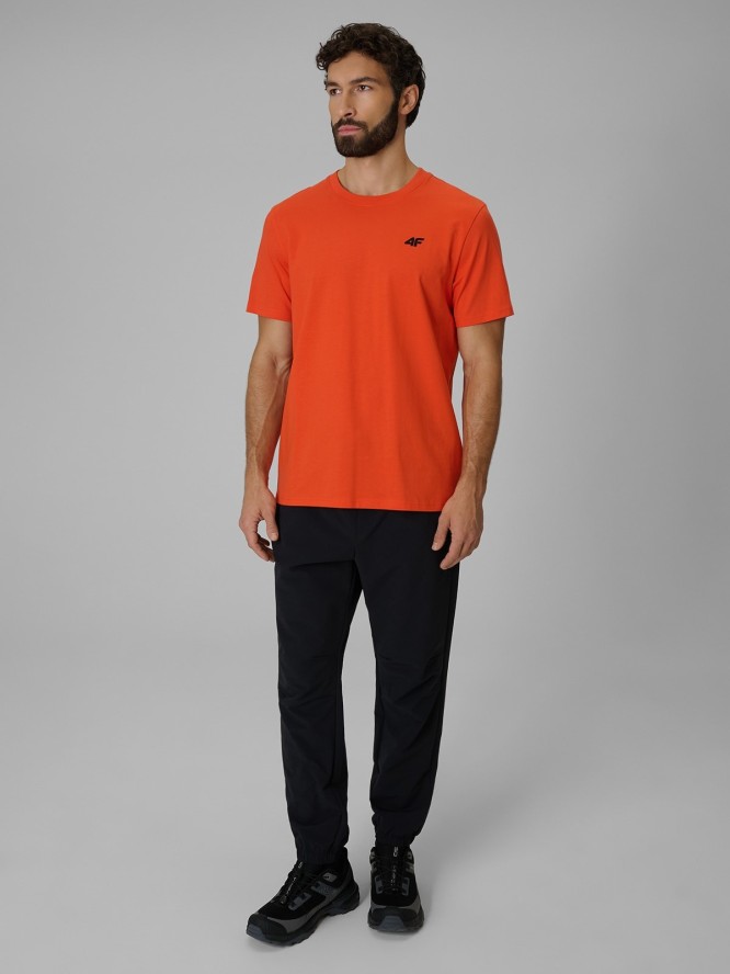 4F T-shirt regular gładki męski - pomarańczowy S