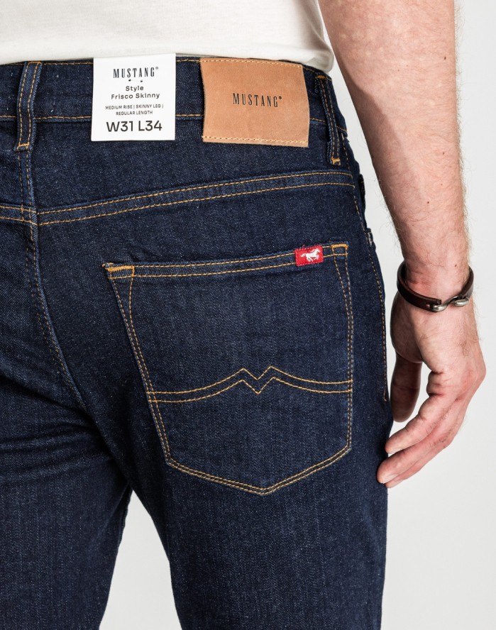 Męskie Spodnie Jeansowe MUSTANG Frisco Skinny Denim Blue 1016417 5000 940
