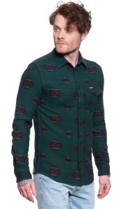WRANGLER LS 1PKT FLAP SHIRT PINE W5A4BBG01 112130041