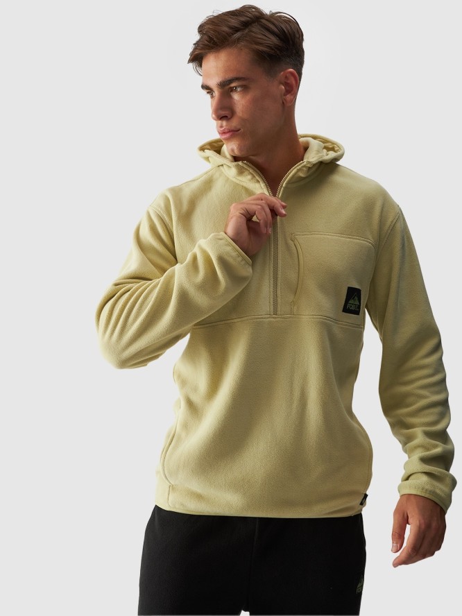 4F Polar z kapturem oversize męski - oliwkowy/khaki S