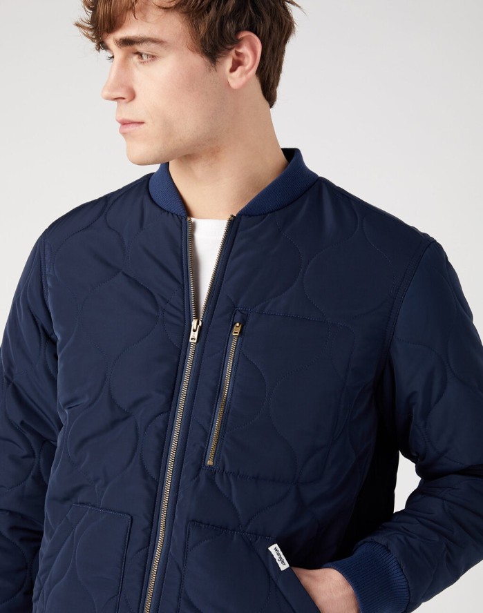 WRANGLER PADDED JACKET MESKA KURTKA PRZEJŚCIOWA JESIENNA CIEPŁA NAVY W40KWU114 W40K011976