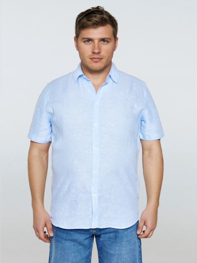 Lniana koszula męska z krótkim rękawem Linerso 400