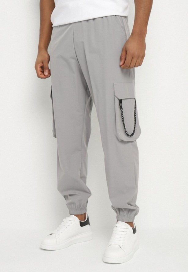 Ciemnoszare Spodnie Cargo z Odpinanym Łańcuchem Efandrel