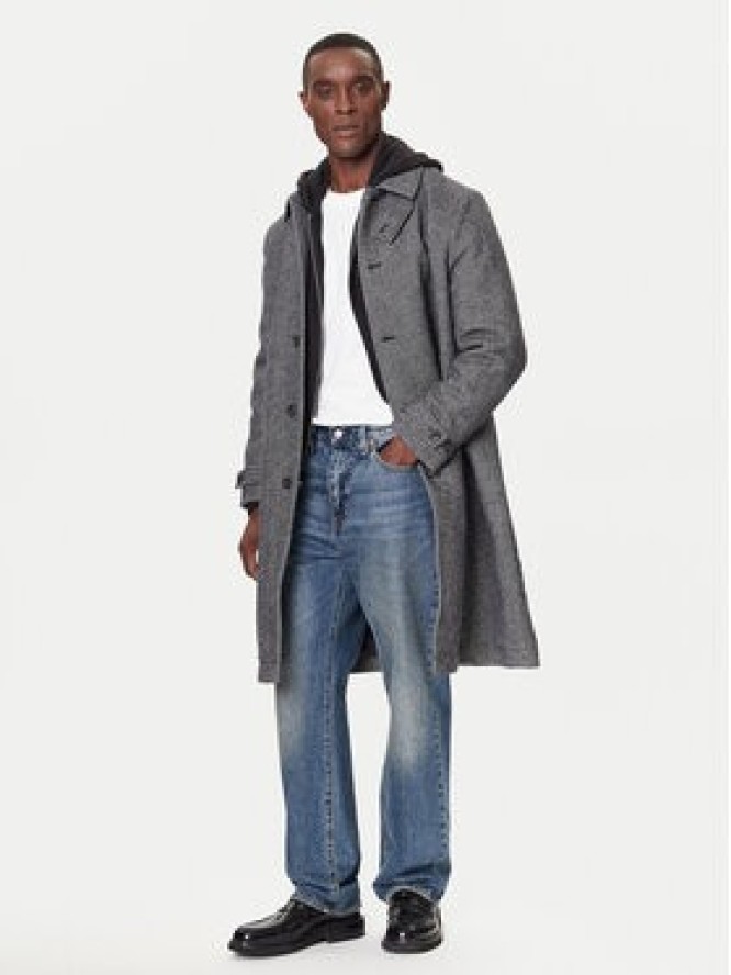 Calvin Klein Płaszcz wełniany LV04LD510G Szary Regular Fit