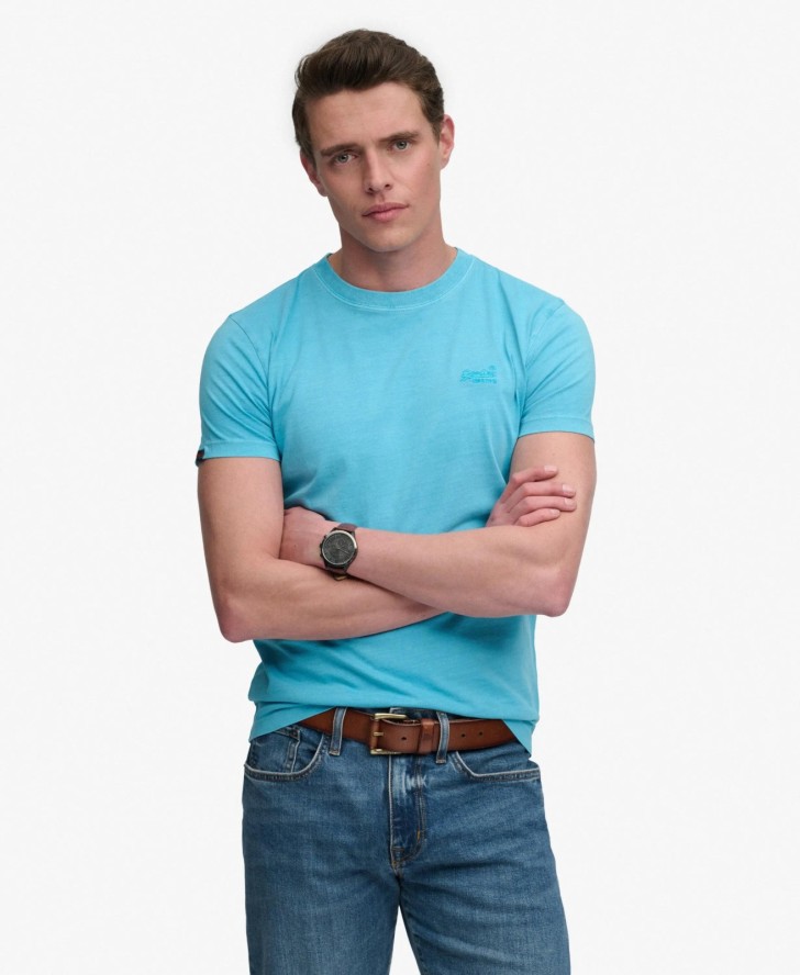 superdry Męski T-shirt Essential Logo wyszywany neon 100% bawełna organiczna –