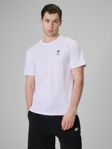 4F T-shirt regular gładki męski - biały 3XL