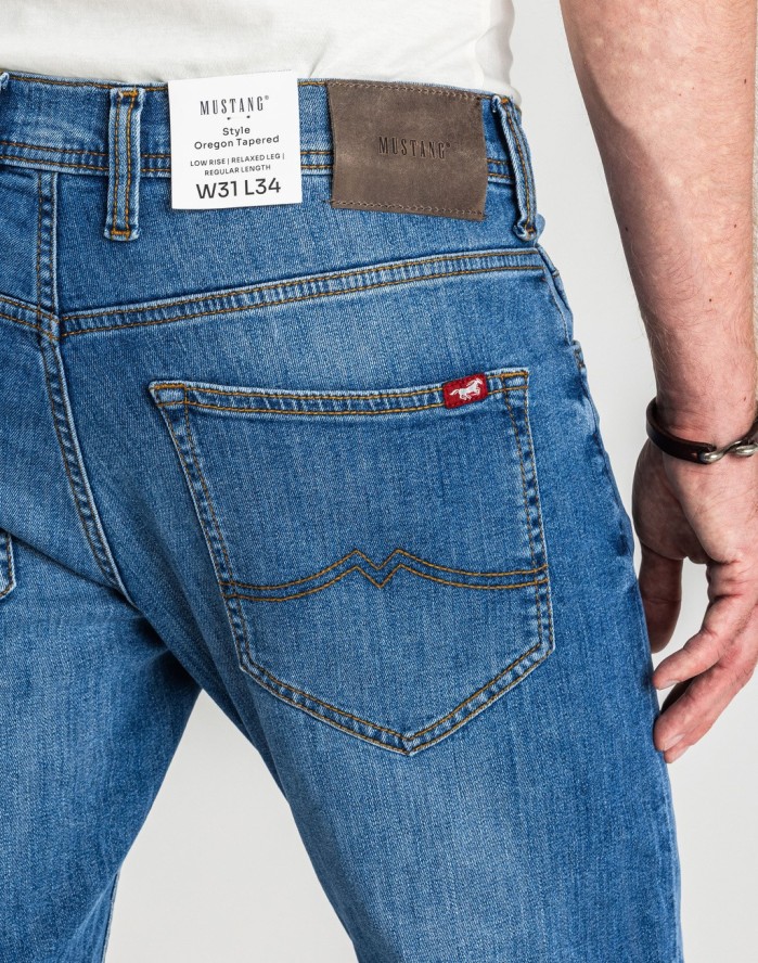 Męskie Spodnie Jeansowe Mustang Style Oregon Tapered Denim Blue 1017123 5000 682