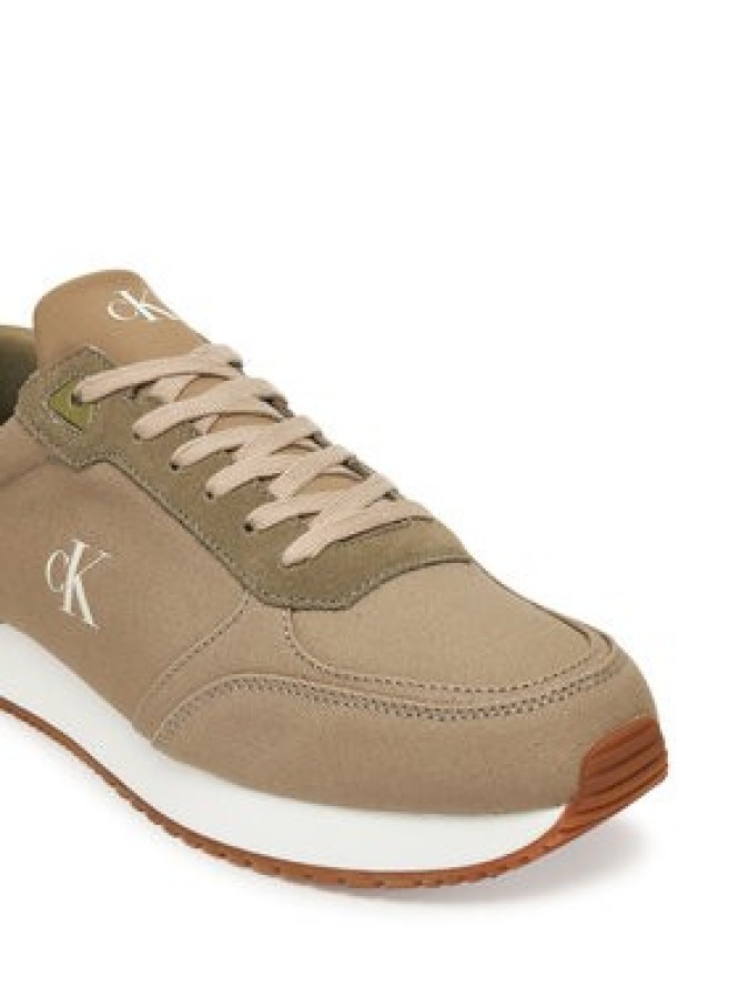 Calvin Klein Jeans Sneakersy Runner Sock Laceup Mg Canvas YM0YM01217 Zielony