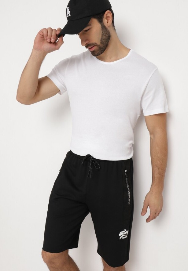 Czarne Szorty Dresowe z Zasuwanymi Kieszeniami Elawn