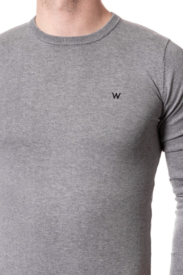 MĘSKI SWETER WRANGLER CREW KNIT MID GREY MEL W85674Q37 112132253