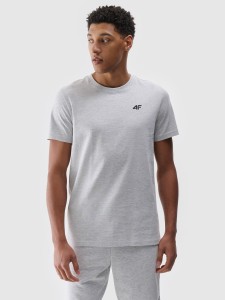 4F T-shirt regular gładki męski - szary L