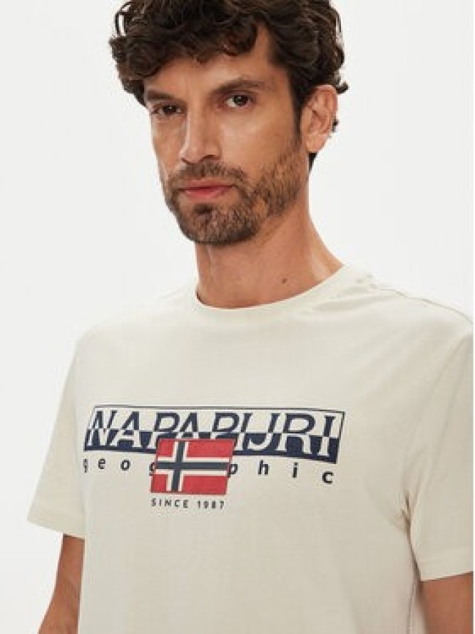 Napapijri T-Shirt S-Aylmer NP0A4HTO Beżowy Regular Fit