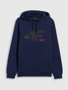 4F Bluza dresowa regular z kapturem męska - granatowa M