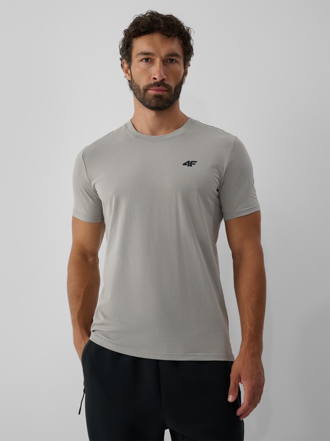 4F T-shirt slim gładki męski - szary S