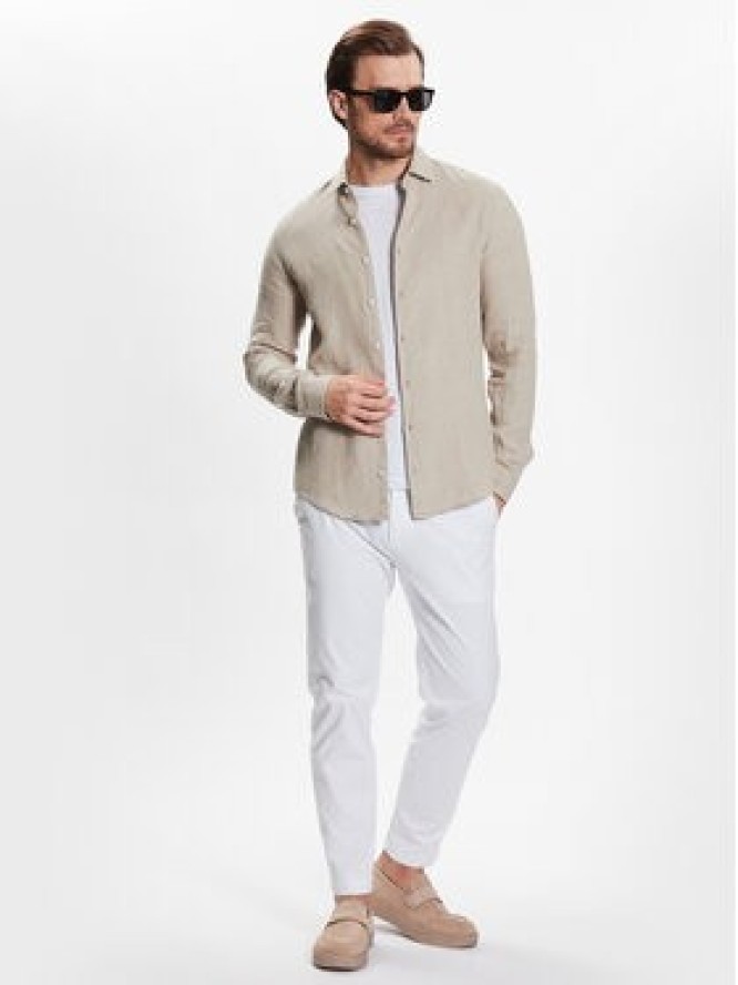 Calvin Klein Koszula Linen Solid Slim Shirt K10K109286 Beżowy Slim Fit
