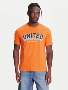United Colors Of Benetton T-Shirt 3I1XU1096 Pomarańczowy Regular Fit