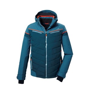 Kurtka narciarska pikowana z odpinanym kapturem rozpinana na zamek męska