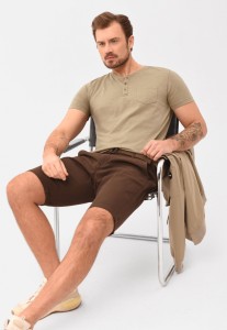 T-shirt z rozpinanym dekoltem T-WARREN