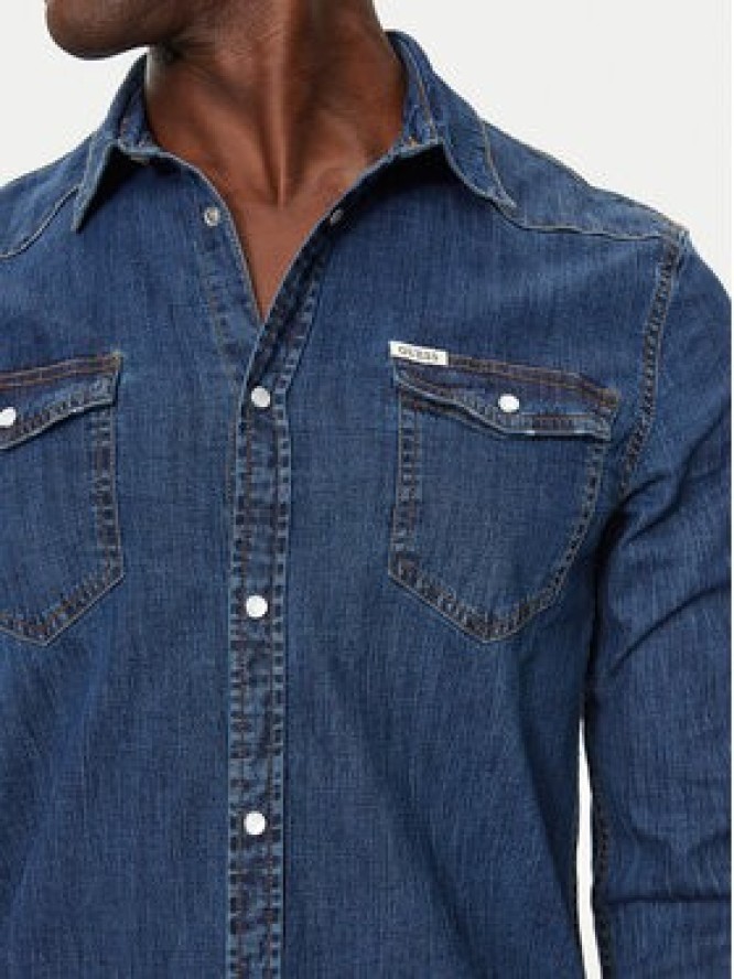 Guess Koszula jeansowa M4YH02 D3PF6 Granatowy Classic Fit