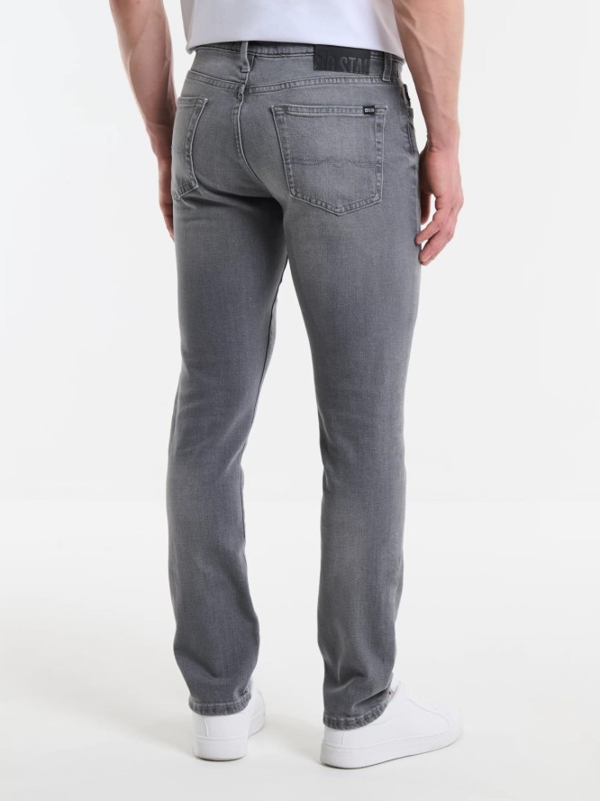 Jeansy męskie dopasowane z przetarciami ciemnoszare Terry Slim 896