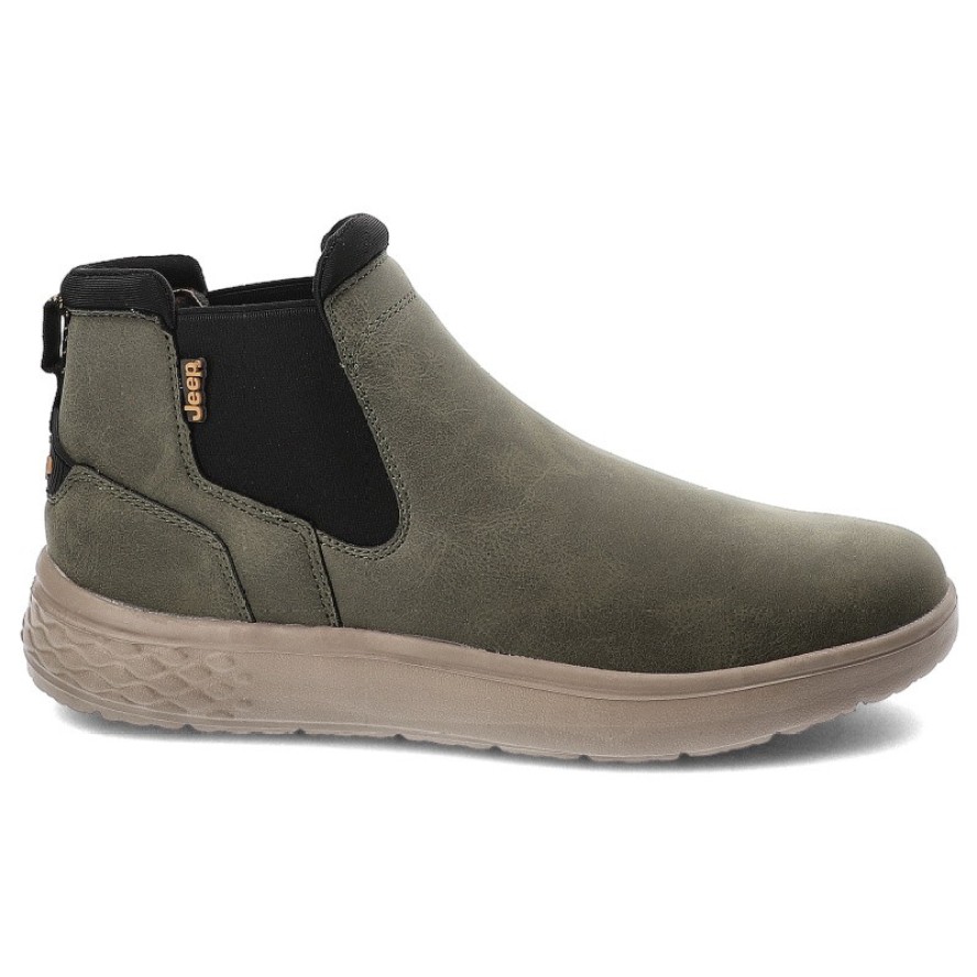 Zielone Botki Jeep Wsuwane Obuwie Męskie Military
