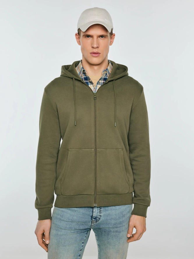 Bluza męska rozpinana z kapturem khaki Wladorh 303