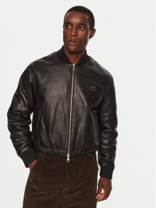 AMI Paris Kurtka skórzana HJK131LH0044 Czarny Regular Fit