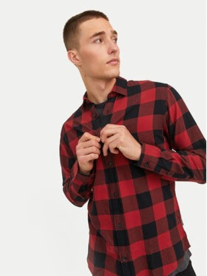 Jack & Jones Koszula Gingham 12181602 Czerwony Slim Fit