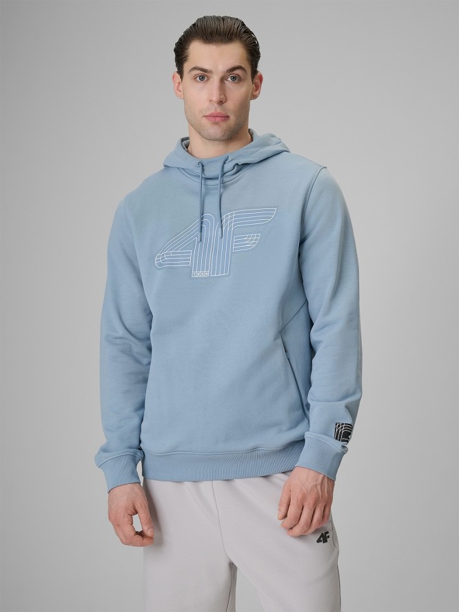 4F Bluza dresowa regular z kapturem męska - niebieska 3XL