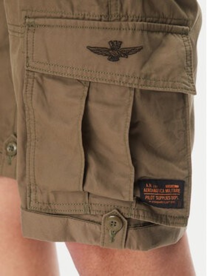Aeronautica Militare Szorty materiałowe 251BE250CT3501 Khaki Regular Fit