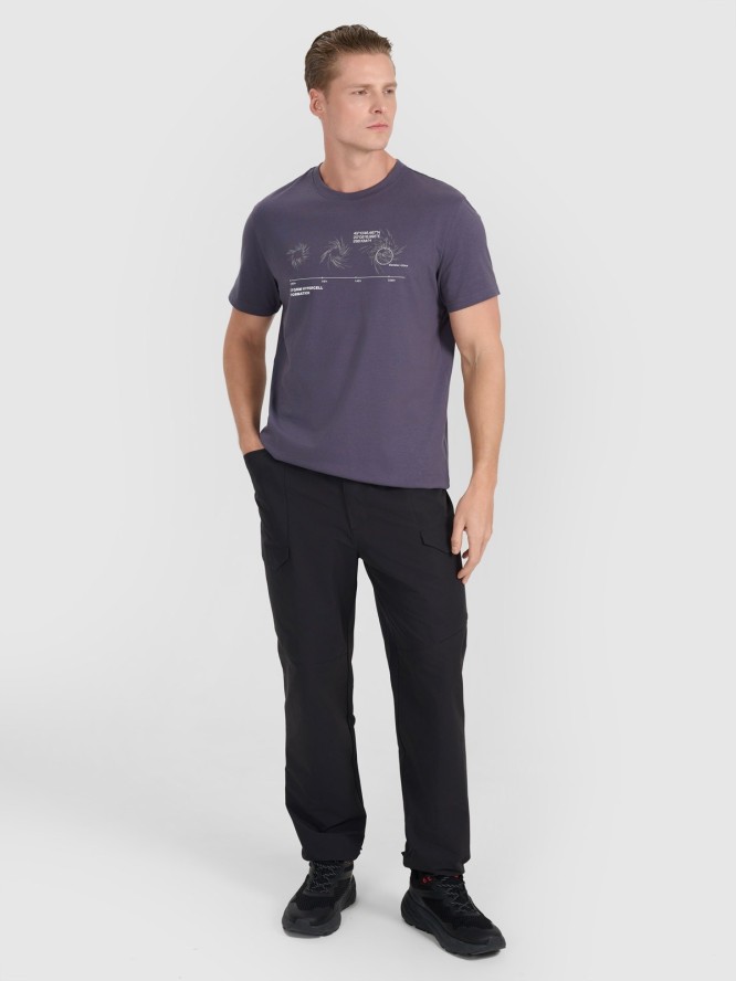 4F T-shirt regular z nadrukiem męski - szary S