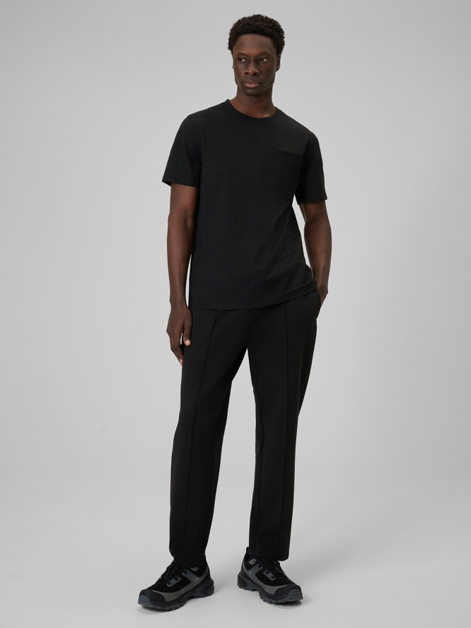 4F T-shirt regular gładki męski - czarny S